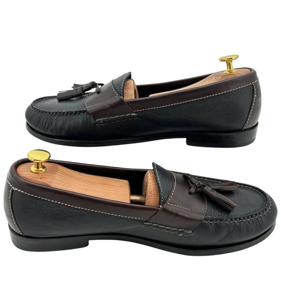 Cole Haan Men's 10D Black Brown Pebble Leather Pinch Tassel Loafers Dress Shoes - Picture 6 of 12